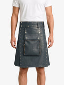 Charcoal Leather Utility Kilt