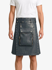 Charcoal Leather Utility Kilt