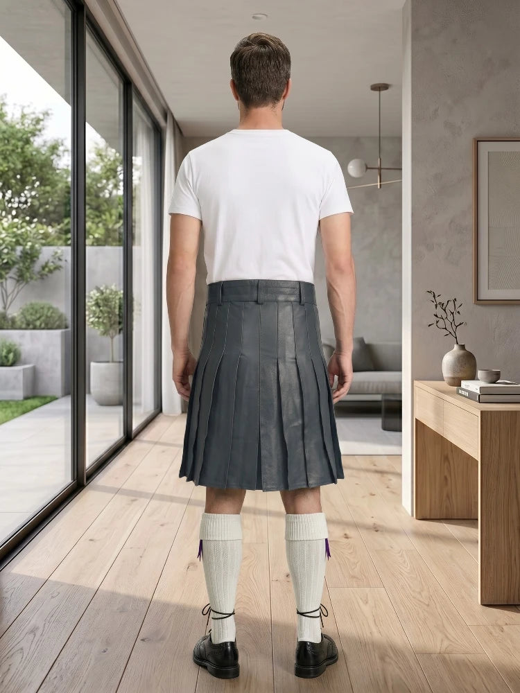 Charcoal Leather Utility Kilt