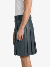 Charcoal Leather Utility Kilt Left