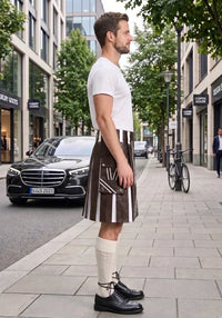 Chocolate Brown and White Leather Hybrid Utility Kilt right side