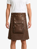 Chocolate Brown Leather Utility Kilt