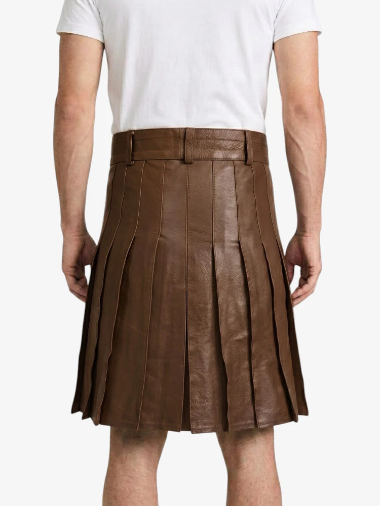 Chocolate Brown Leather Utility Kilt Back