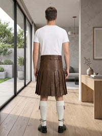 Chocolate Brown Leather Utility Kilt Back Side