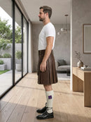 Chocolate Brown Leather Utility Kilt Left Side