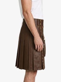 Chocolate Brown Leather Utility Kilt Right