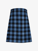 Blue plaid kilt on a white background
