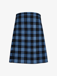 Blue plaid kilt on a white background