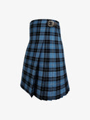 Blue plaid kilt with a belt on a white background