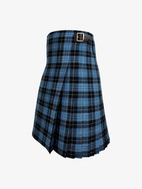 Blue plaid kilt with a belt on a white background