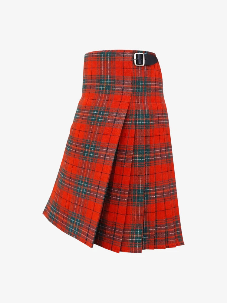 Red plaid kilt with a belt on a white background