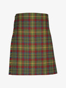 Plaid kilt with a pattern of red, green, and yellow on a white background