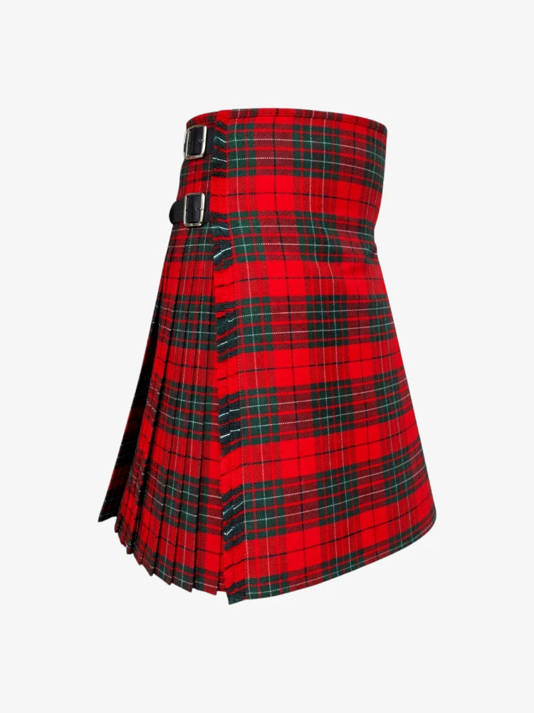 Red and green plaid kilt on a white background