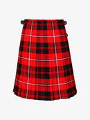 Red and black plaid kilt on a white background