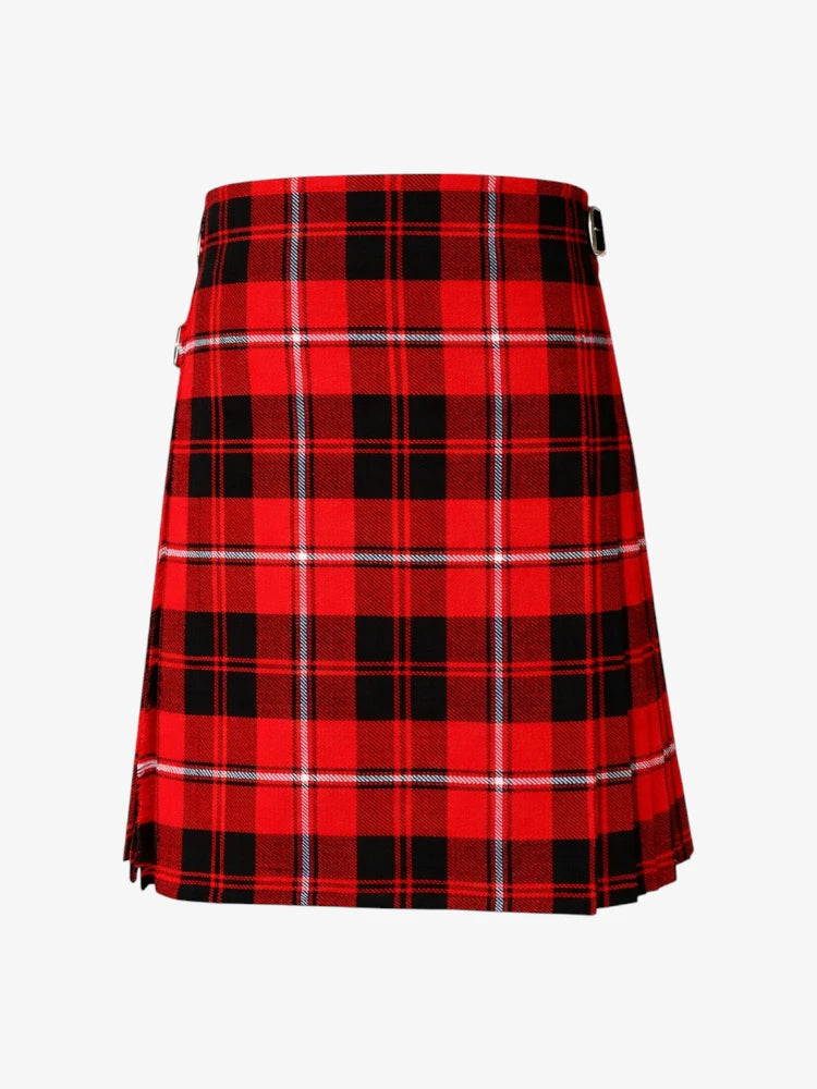Red and black plaid kilt on a white background