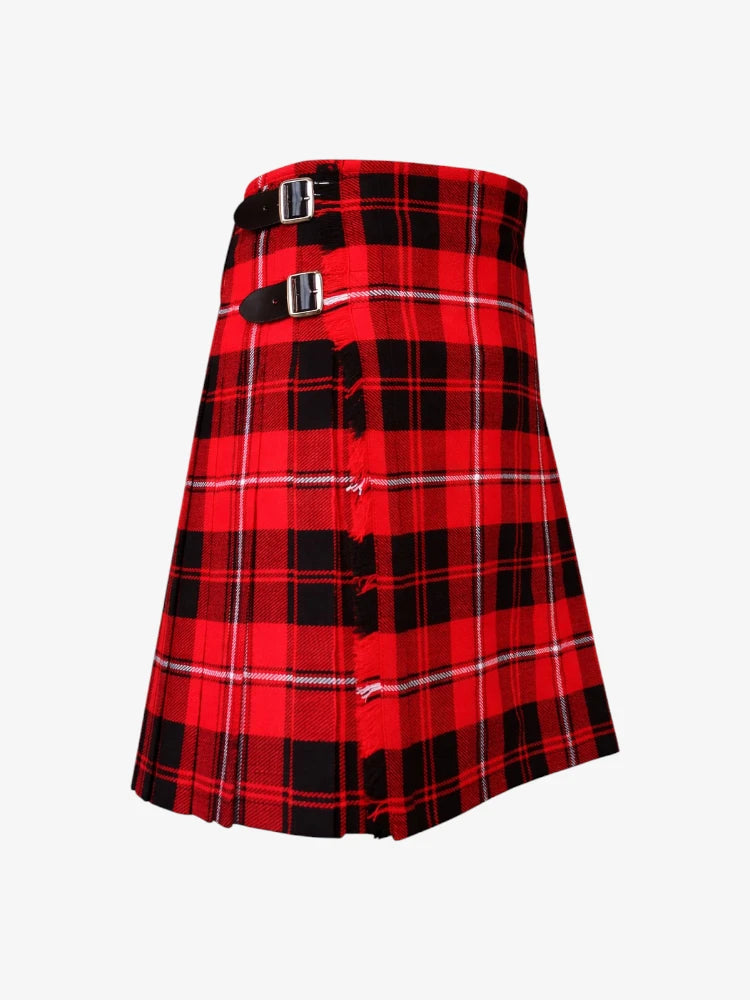 Red and black plaid kilt on a white background