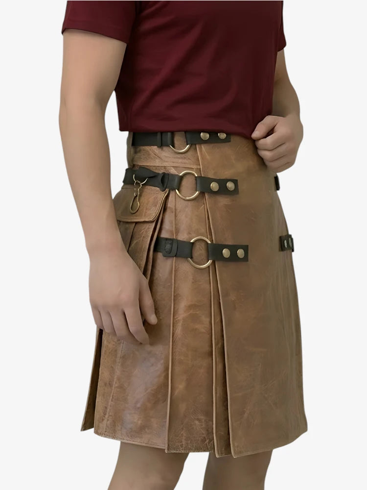 Custom Made Brown Leather Kilt