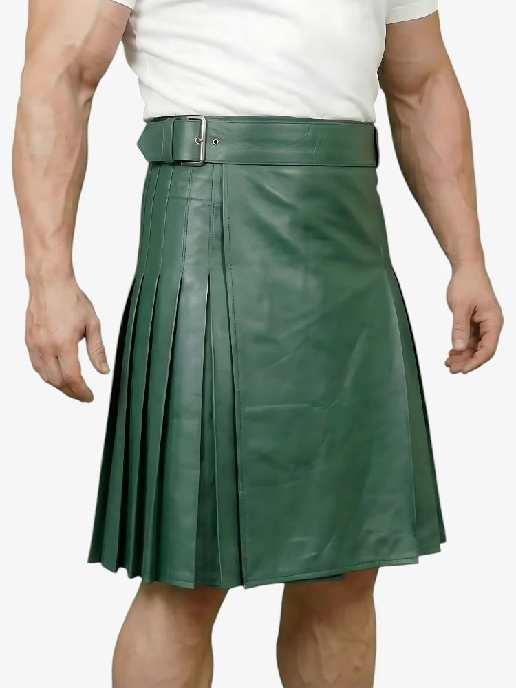 Custom Made Leather Green Kilt