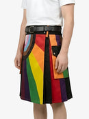 Colorful striped skirt with a white background