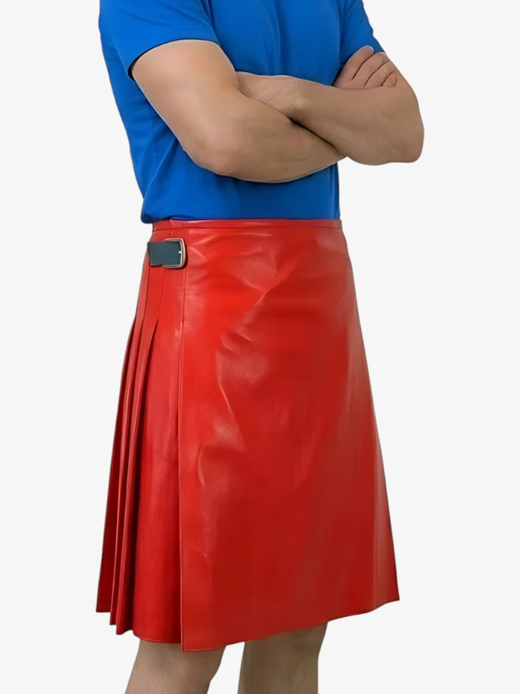 Custom Made Red Leather Kilt
