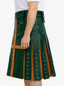 Dark Green and brown kilt with decorative elements on a white background