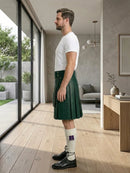 Dark Green Leather Utility Kilt Left Side