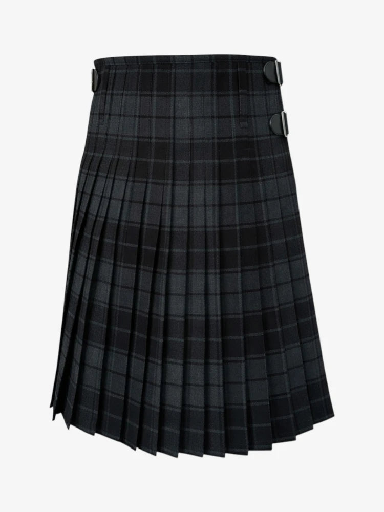 Dark Grey Highlander Tartan Kilt Back