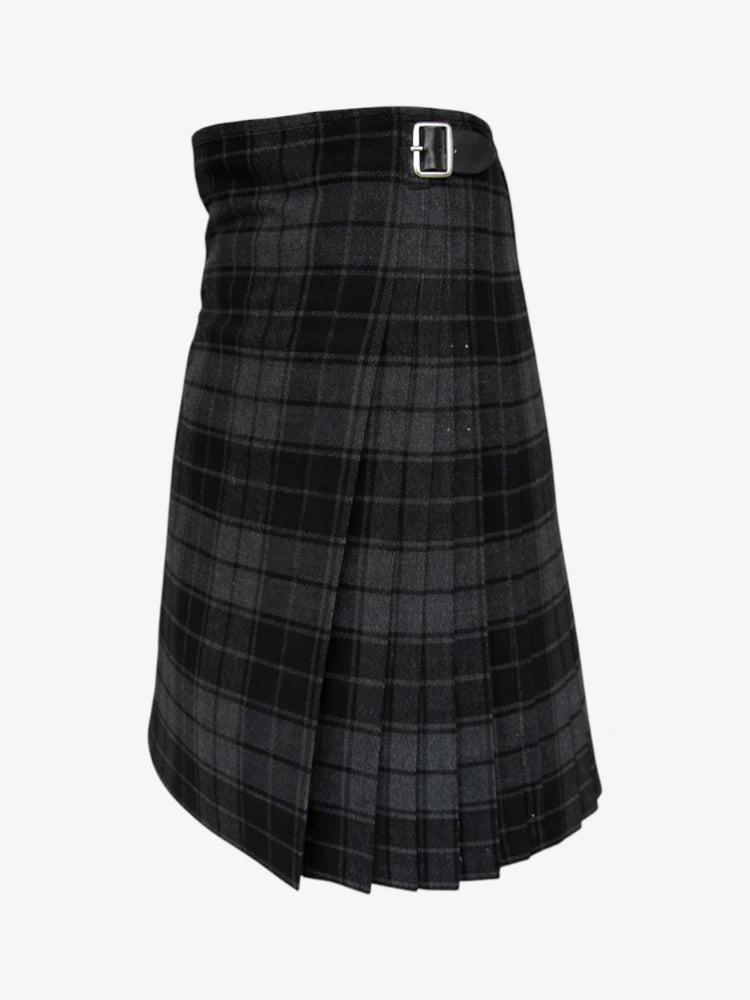 Dark Grey Highlander Tartan Kilt Left Side