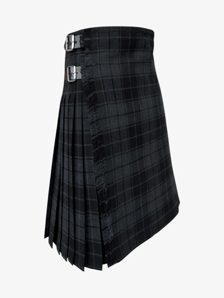 Dark Grey Highlander Tartan Kilt Right Side