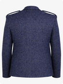 Blue military-style jacket on a white background