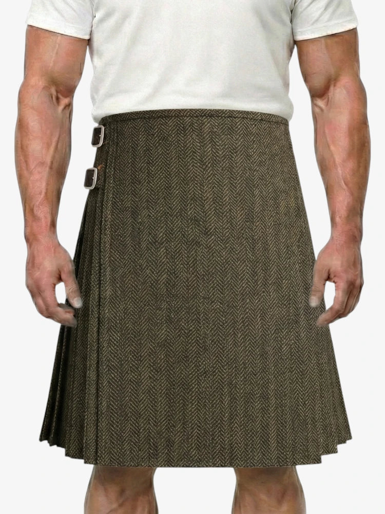 Dark Olive Green Tweed  Kilt