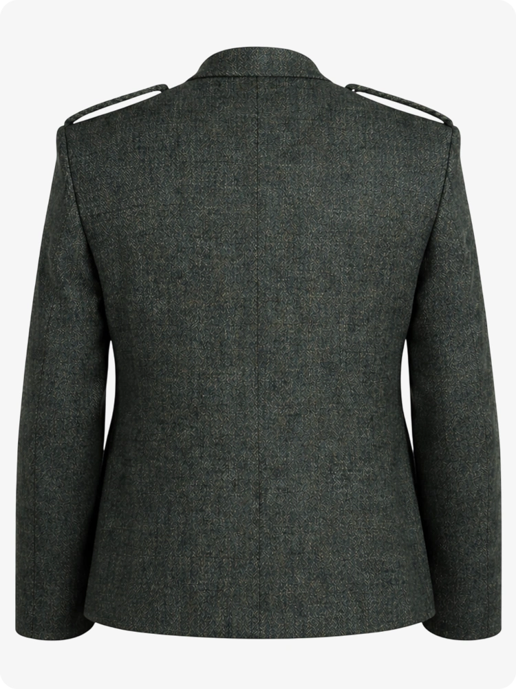 Gray military-style jacket on a white background