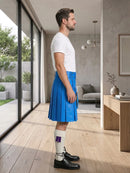 Electric Blue Leather Utility Kilt Right Side