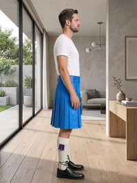 Electric Blue Leather Utility Kilt Right Side