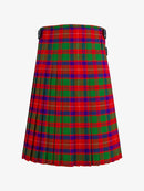 Plaid kilt with red, green, and blue pattern on a white background