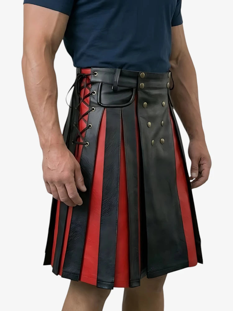 Gladiator Leather Kilt with Front Panels Kilt