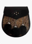 Grey Black Cross Stud Emboss Rabbit Fur Sporran 