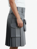 Gray pleated skirt with a white background