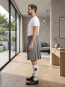Grey Leather Utility Kilt Left Side