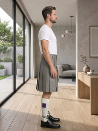 Grey Leather Utility Kilt Right Side