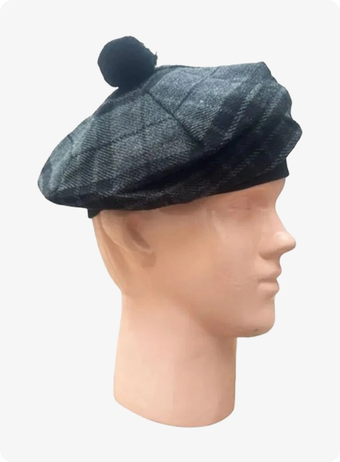 Custom Made Grey Night Tartan Tam O Shanter Hat