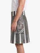 Grey and White Leather Hybrid Utility Kilt Left