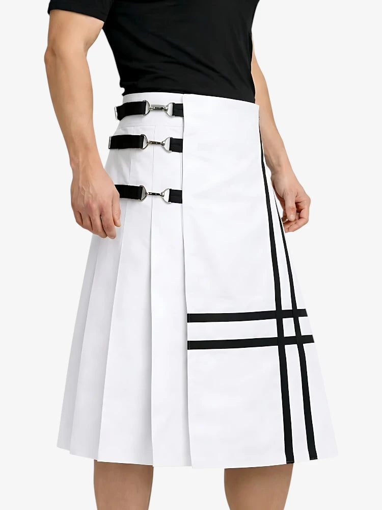 Handmade White Leather Kilt