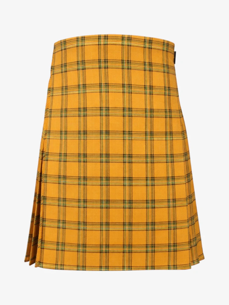 Yellow plaid kilt on a white background