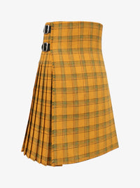Yellow plaid kilt right side on a white background