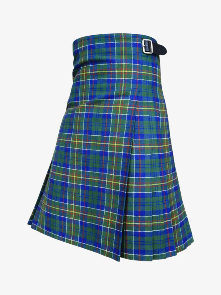 Plaid kilt left side with a belt on a white background