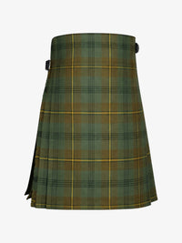 Green plaid kilt front on a white background