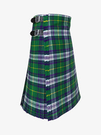 Green plaid kilt right side with a belt on a white background