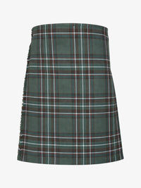 Green plaid kilt front on a white background