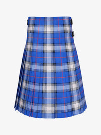Blue plaid kilt back side on a white background